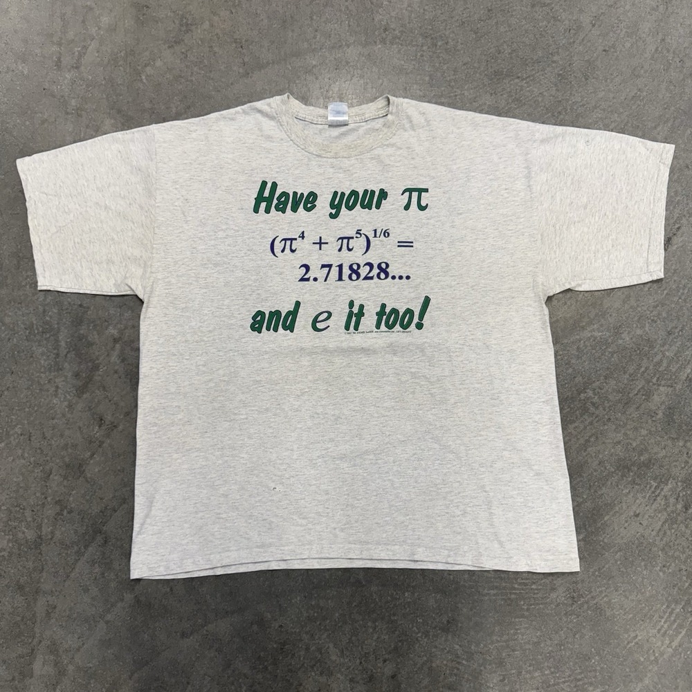 Vintage Pi Day T-Shirt Graphic Math Joke White Short Sleeve XXL Distressed